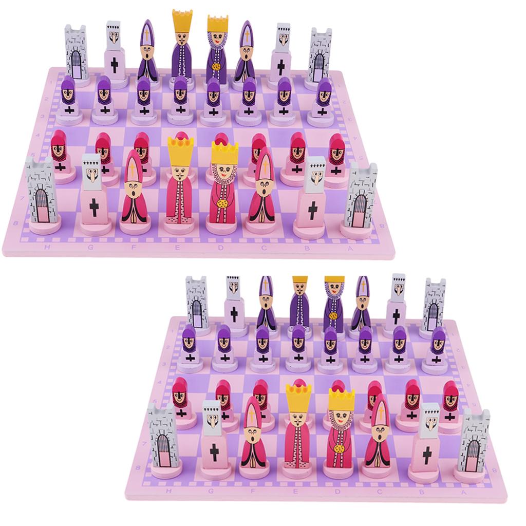2 set Wooden International Chess Game Chessman Checker Chess Pieces Gift