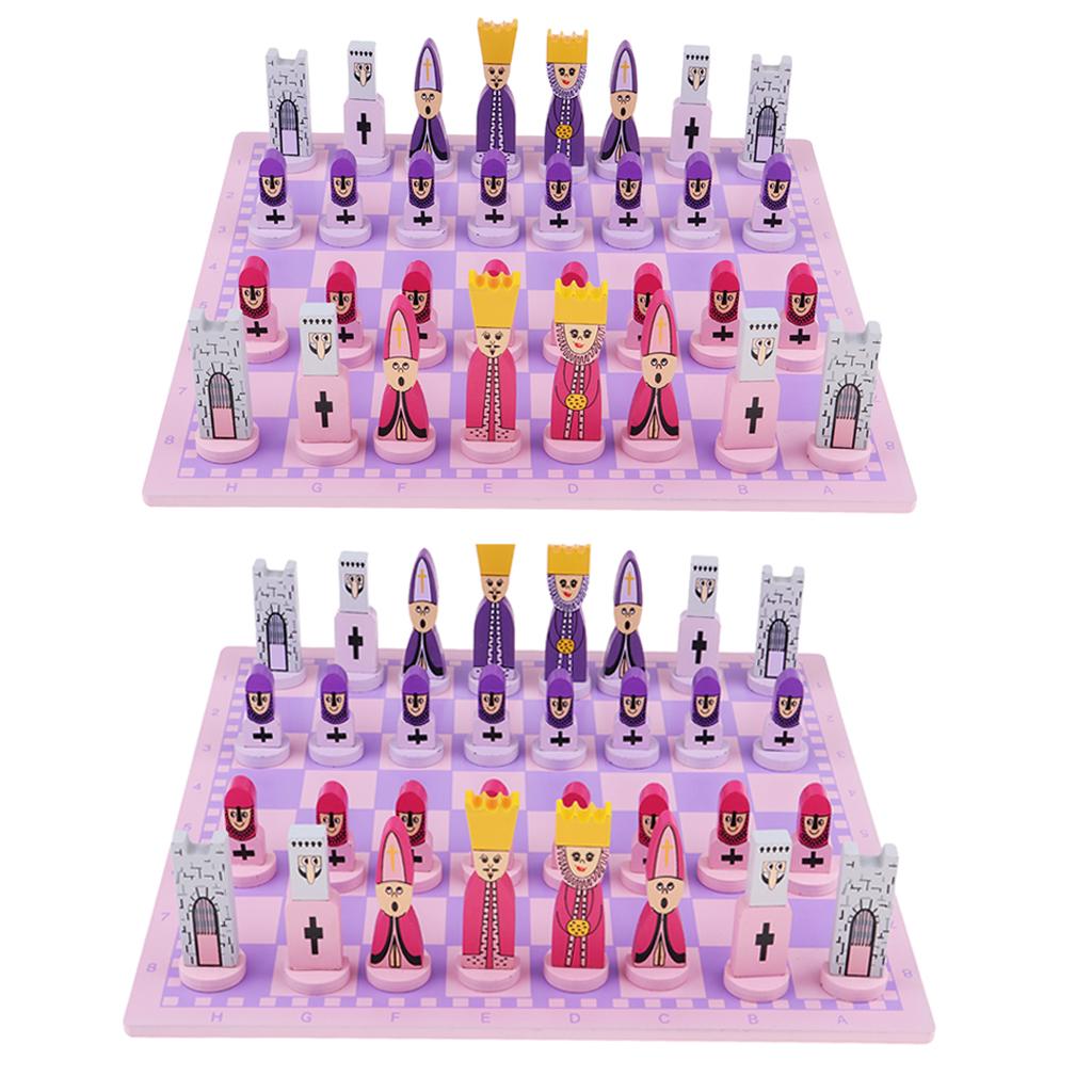 2 set Wooden International Chess Game Chessman Checker Chess Pieces Gift