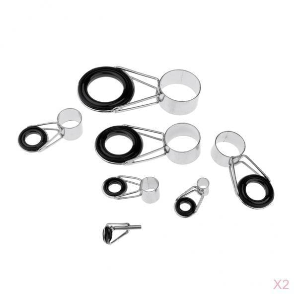 14pcs Ceramic Ring Eyes Fishing Rod Tip Guides Ring Stainless Steel Frame