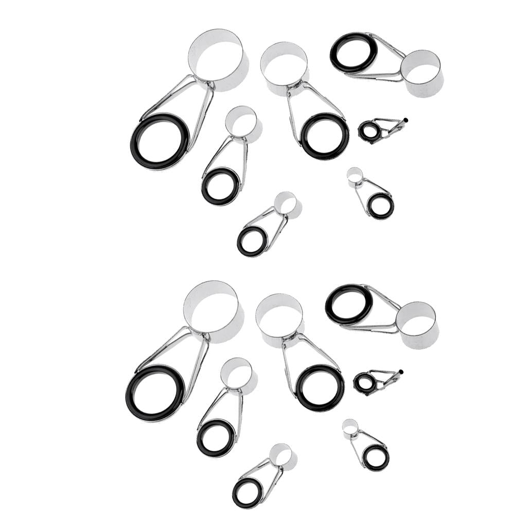 14 Pieces Ceramic Ring Eyes Fishing Rod Tip Guide Free Stainless Steel Frame