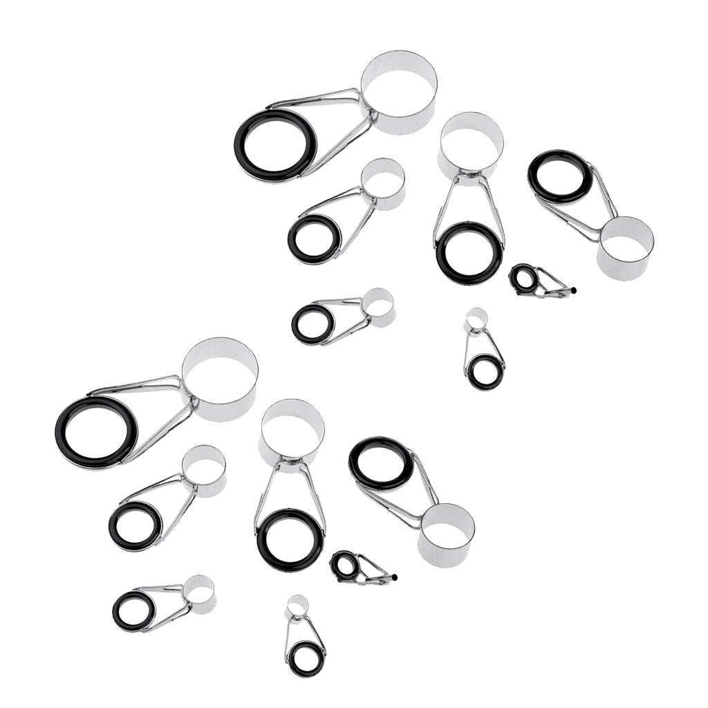 14 Pieces Ceramic Ring Eyes Fishing Rod Tip Guide Free Stainless Steel Frame