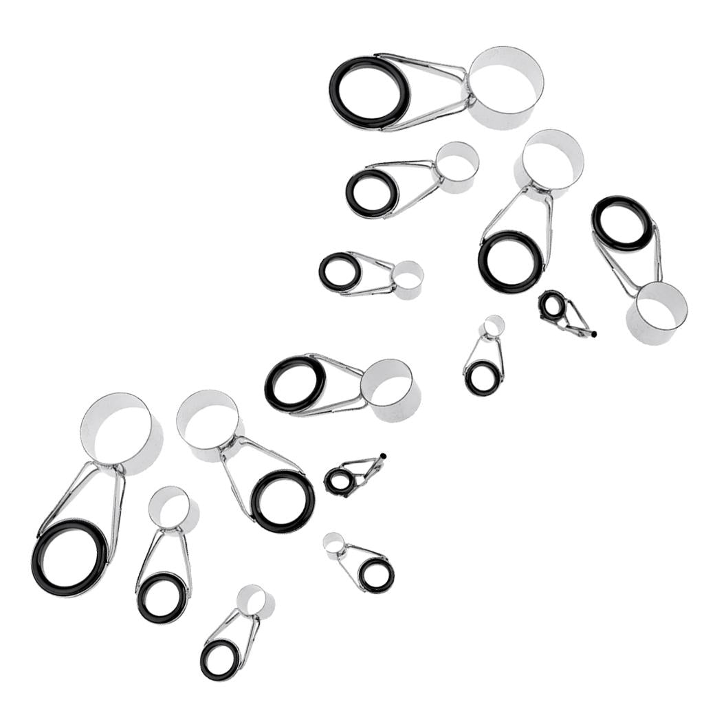 14 Pieces Ceramic Ring Eyes Fishing Rod Tip Guide Free Stainless Steel Frame