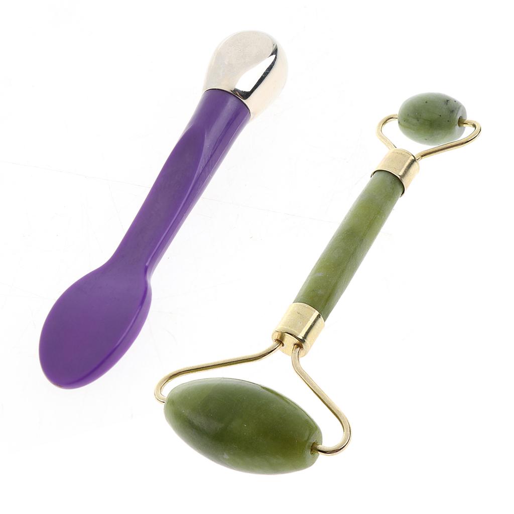 2pcs Double Heads Natural Jade Facial Massage Roller Eye Cream Massage Stick