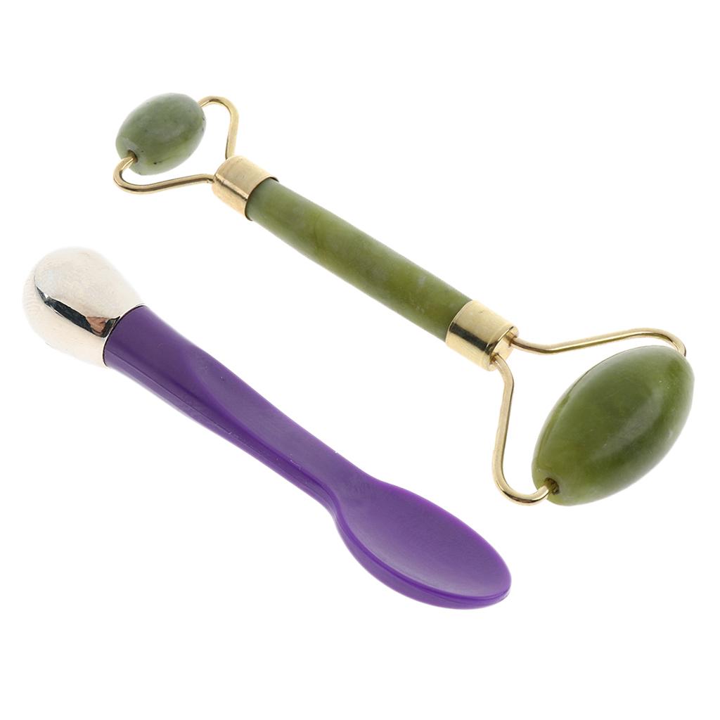 2pcs Double Heads Natural Jade Facial Massage Roller Eye Cream Massage Stick