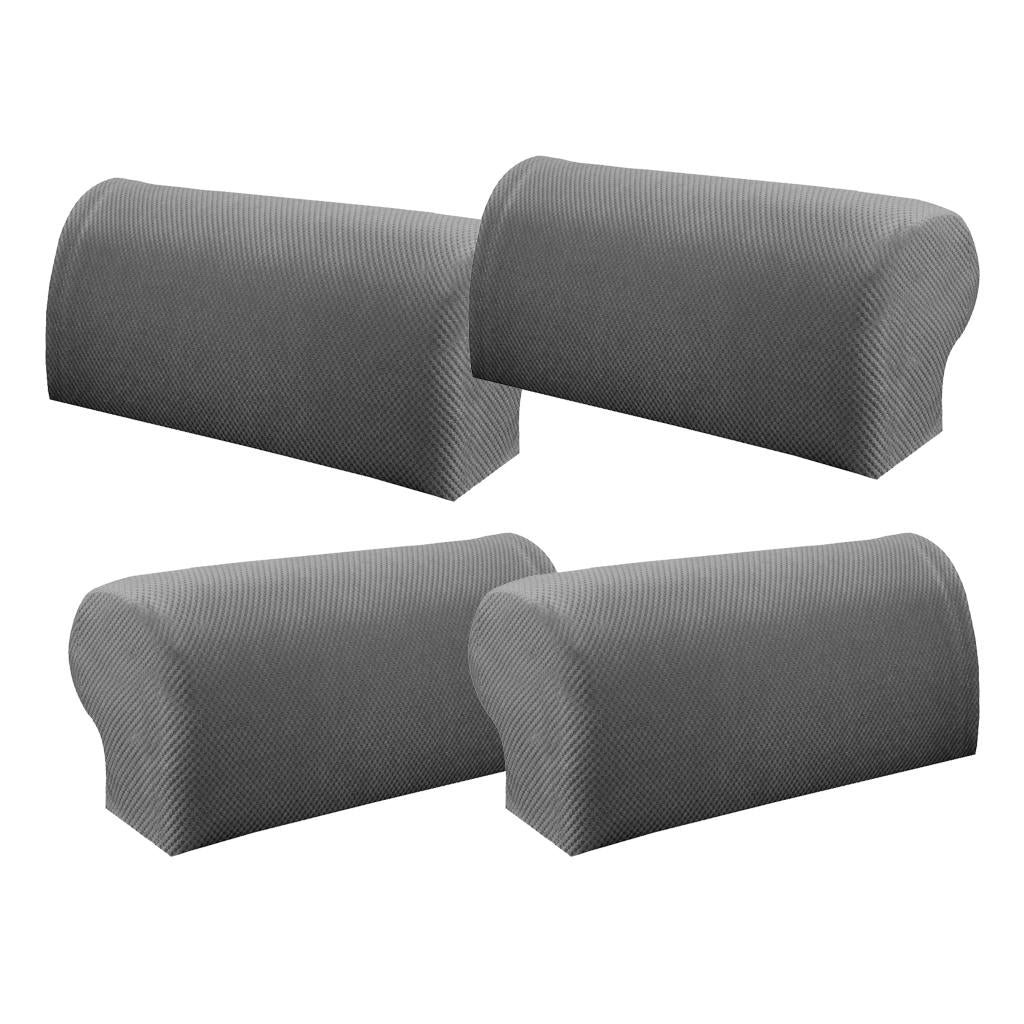2 Pair Elastic Sofa Armrest Covers Armchair Slipcovers Protector Grey