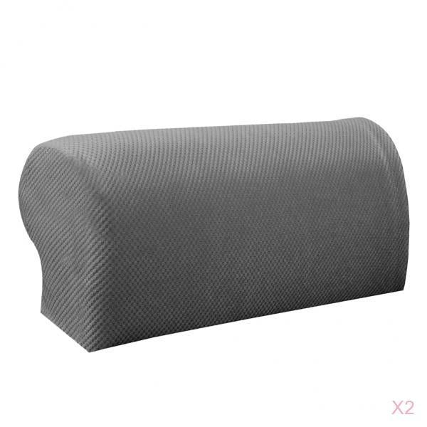 2 Pair Elastic Sofa Armrest Covers Armchair Slipcovers Protector Grey