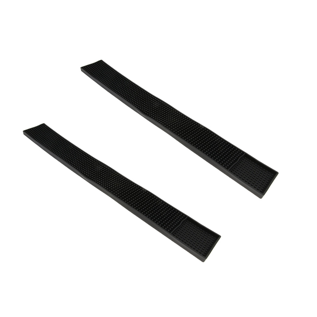 2pcs Black Rubber Beer Bar Runner Spill Mat for Home Pub Cafe Party 60x8x1cm