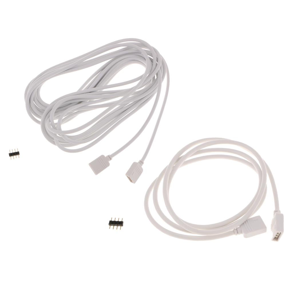 2 Pack 5050 3528 RGB LED Strip Light Extension Cable Connector Line 4 Pin