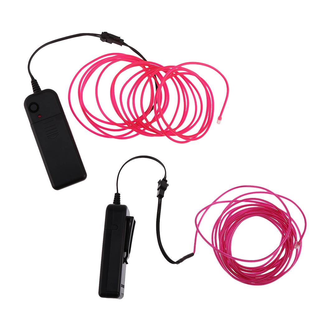 2 Pieces Luminescent LED Glow EL Wire String 3 Meter Light