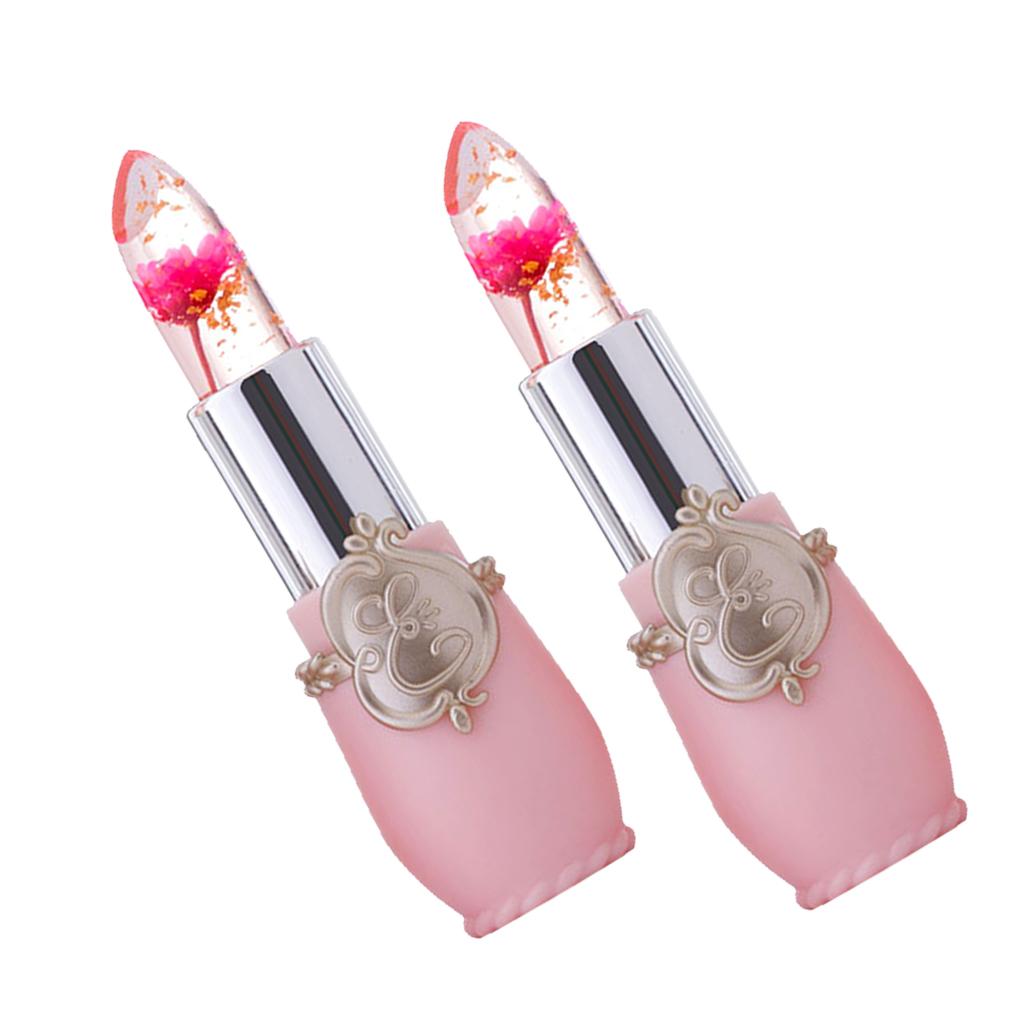 2x Flower Lipstick Color Jelly Lipgloss Magic Temperature Change Rose Red