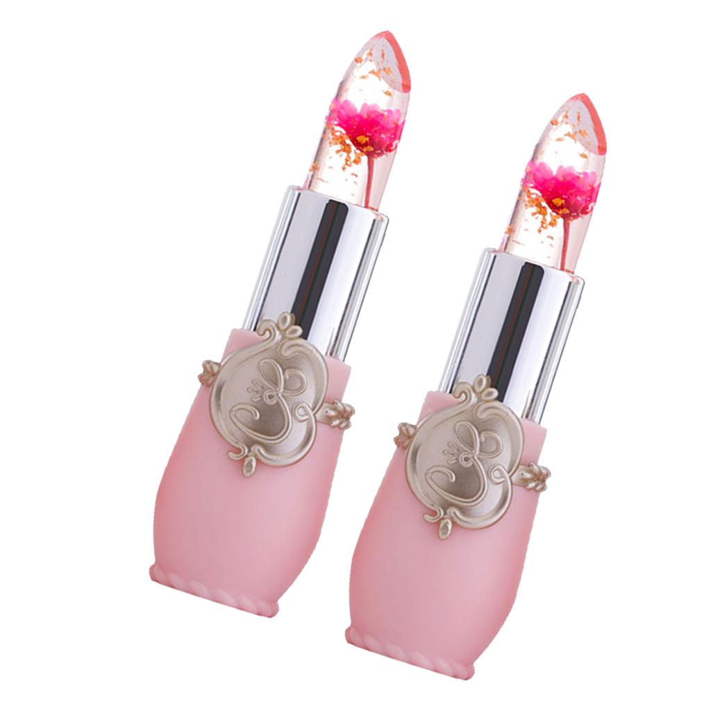 2x Flower Lipstick Color Jelly Lipgloss Magic Temperature Change Rose Red