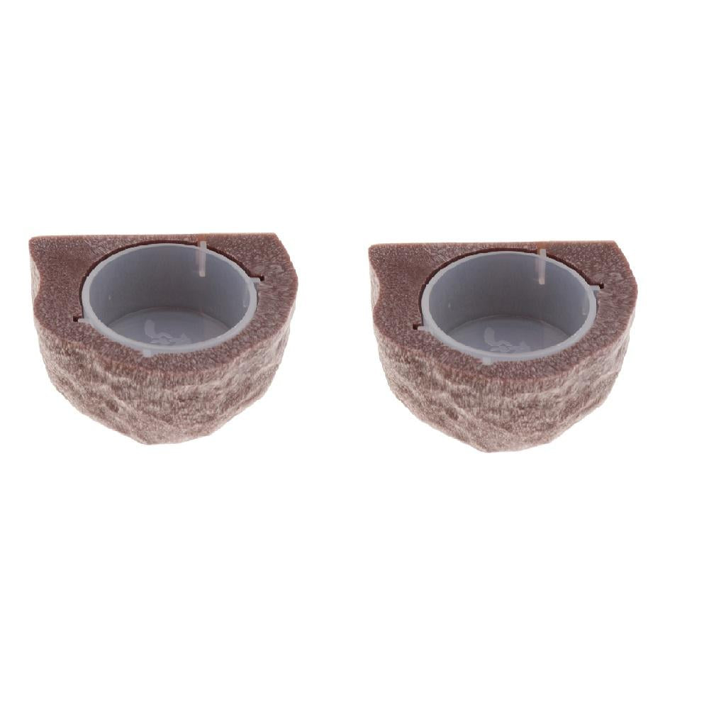 2pcs Mini Magnetic Feeding Ledge Feeder For Gecko Diet, Food or Water Brown