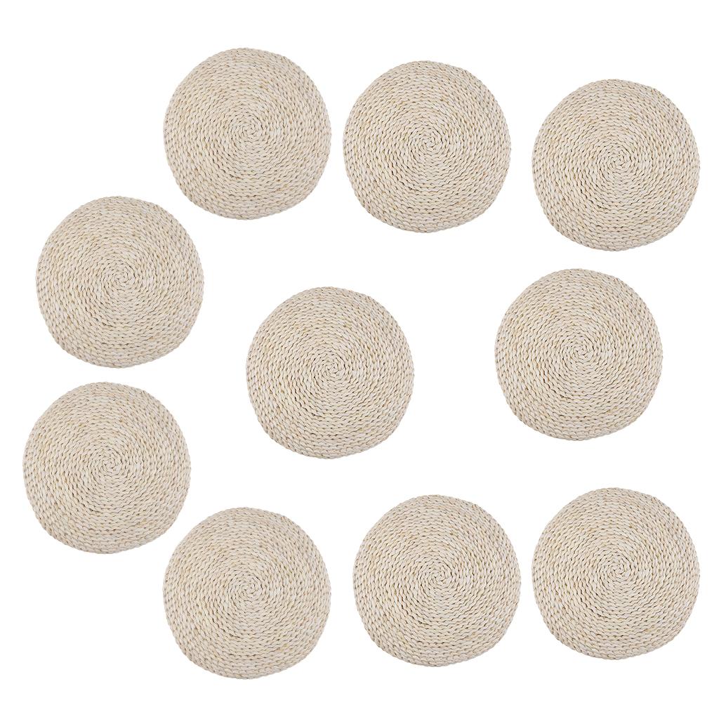 10x Natural Straw Round Pouf Tatami Cushion Meditation Yoga Mat Zafu Cushion