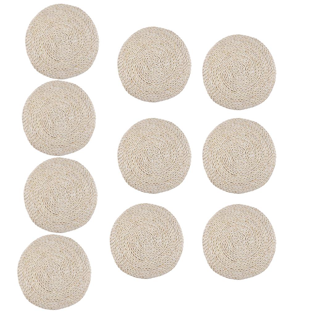 10x Natural Straw Round Pouf Tatami Cushion Meditation Yoga Mat Zafu Cushion