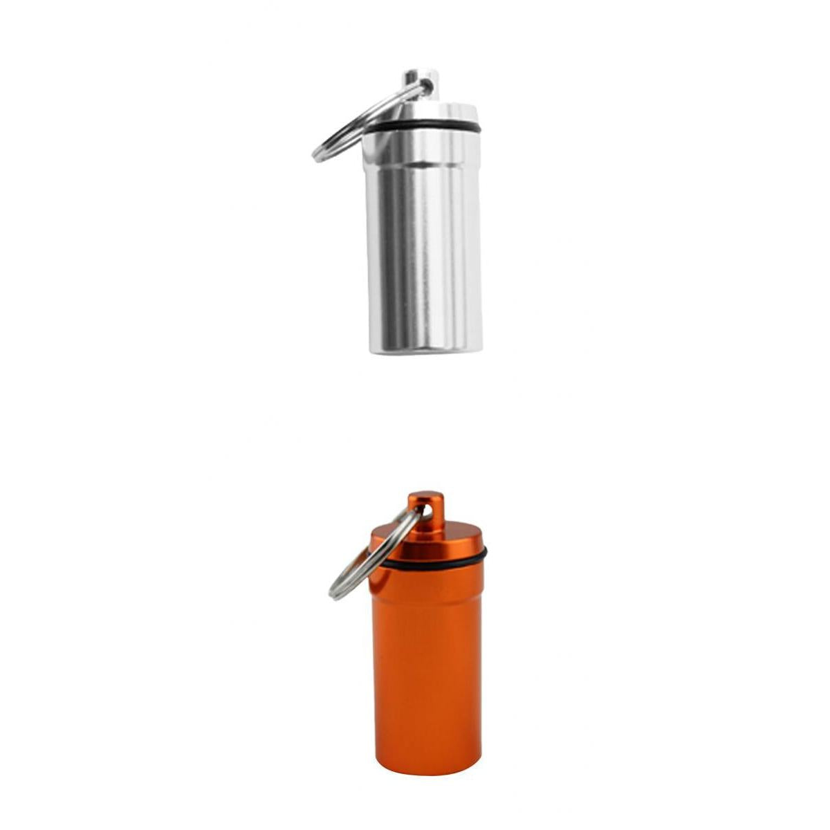 2Pcs Airtight Waterproof Alloy Pill Medicine Box Container Bottle Keychain