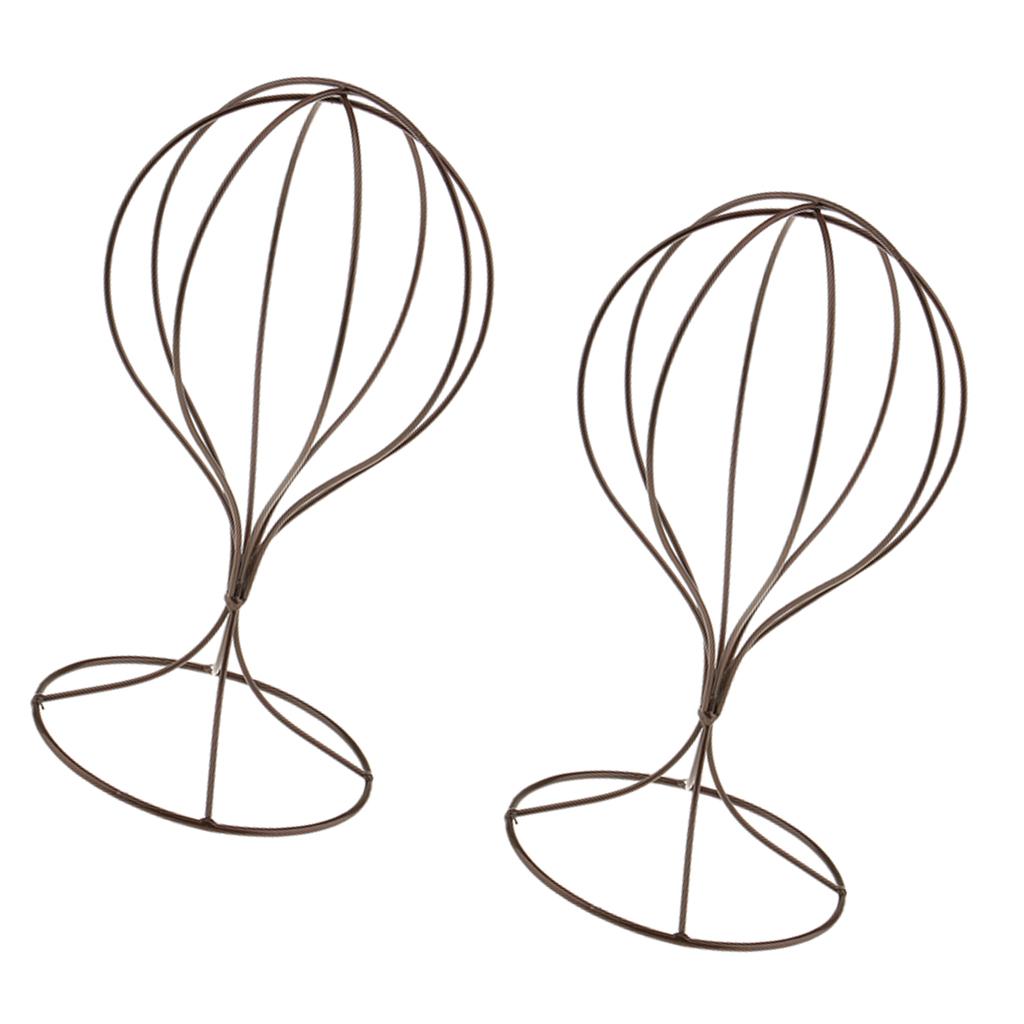 2pcs Metal Hat Cap Storage Display Holder Hair Wigs Rack Shelf Stand Bronze