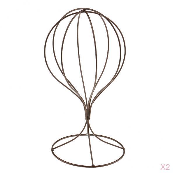 2pcs Metal Hat Cap Storage Display Holder Hair Wigs Rack Shelf Stand Bronze