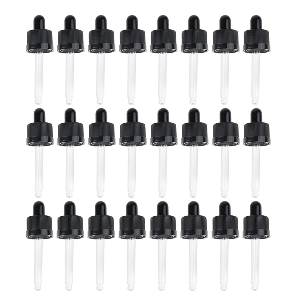 24pcs Plastic Glass Liquid Dropper Pipette Cap for 15ml Essential Oil Bottle