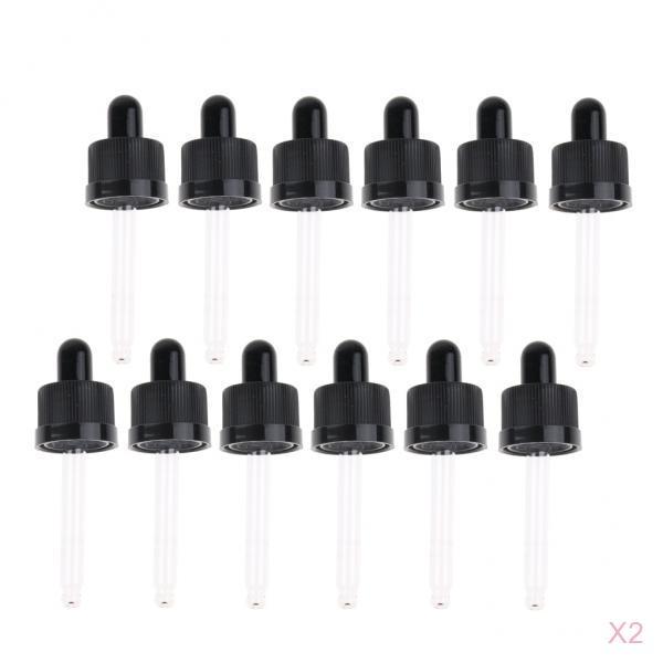24pcs Plastic Glass Liquid Dropper Pipette Cap for 15ml Essential Oil Bottle