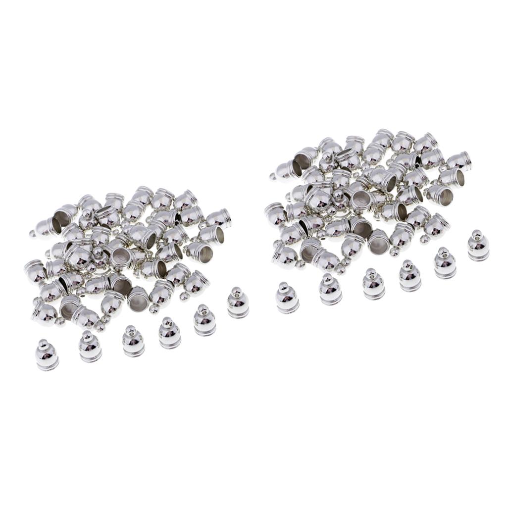 100Pcs End Cap Bead Stopper Fit 6mm Leather Cord Jewelry Findings Silver