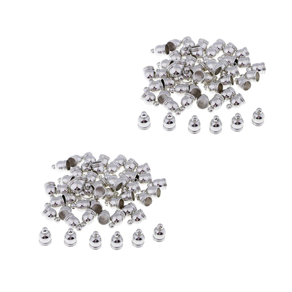 100Pcs End Cap Bead Stopper Fit 6mm Leather Cord Jewelry Findings Silver