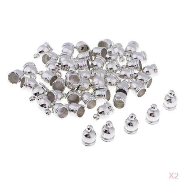 100Pcs End Cap Bead Stopper Fit 6mm Leather Cord Jewelry Findings Silver