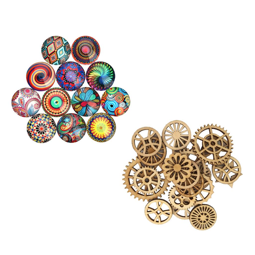 70Pcs Hollow Wood Pieces DIY Jewelry Making Flatback Cabochons Embellishment