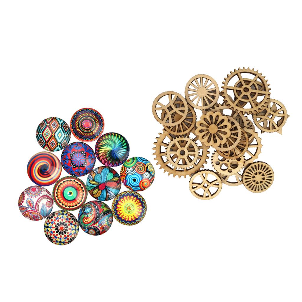 70Pcs Hollow Wood Pieces DIY Jewelry Making Flatback Cabochons Embellishment