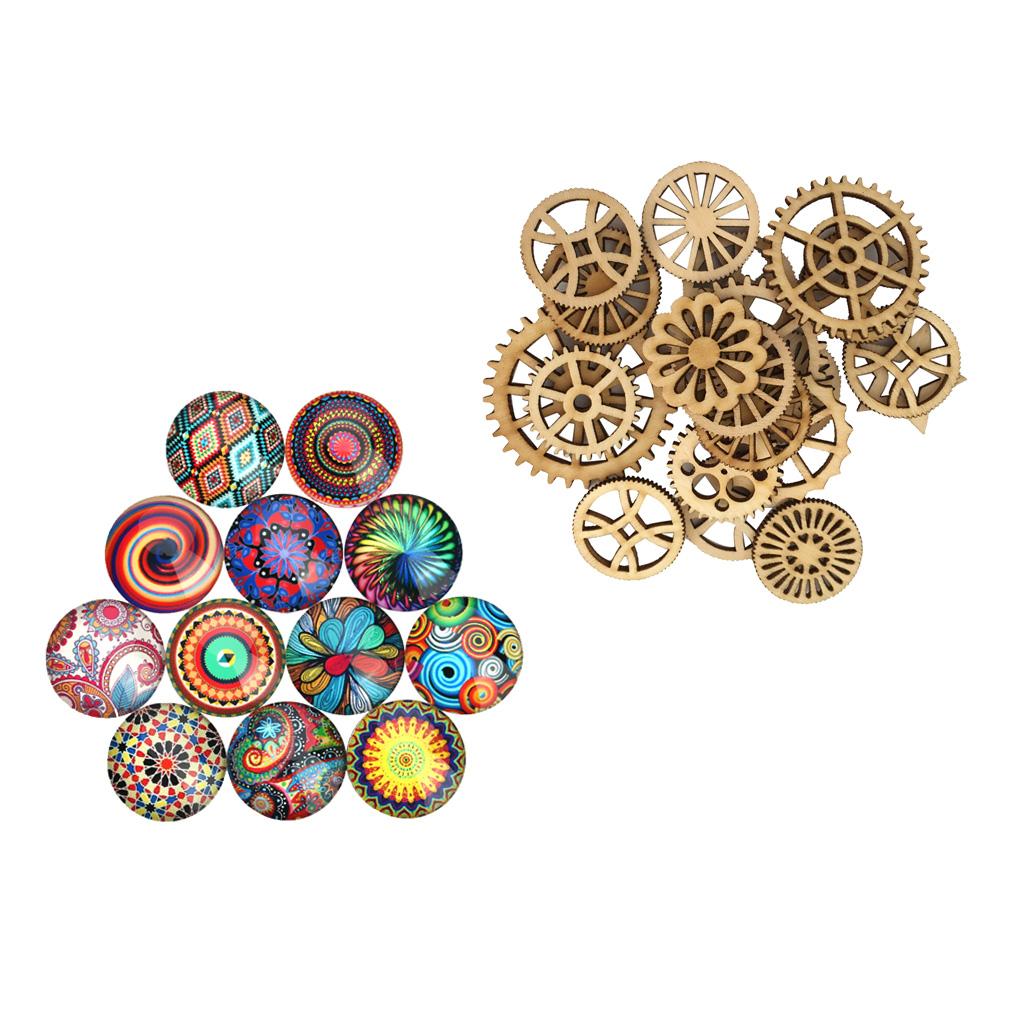 70Pcs Hollow Wood Pieces DIY Jewelry Making Flatback Cabochons Embellishment