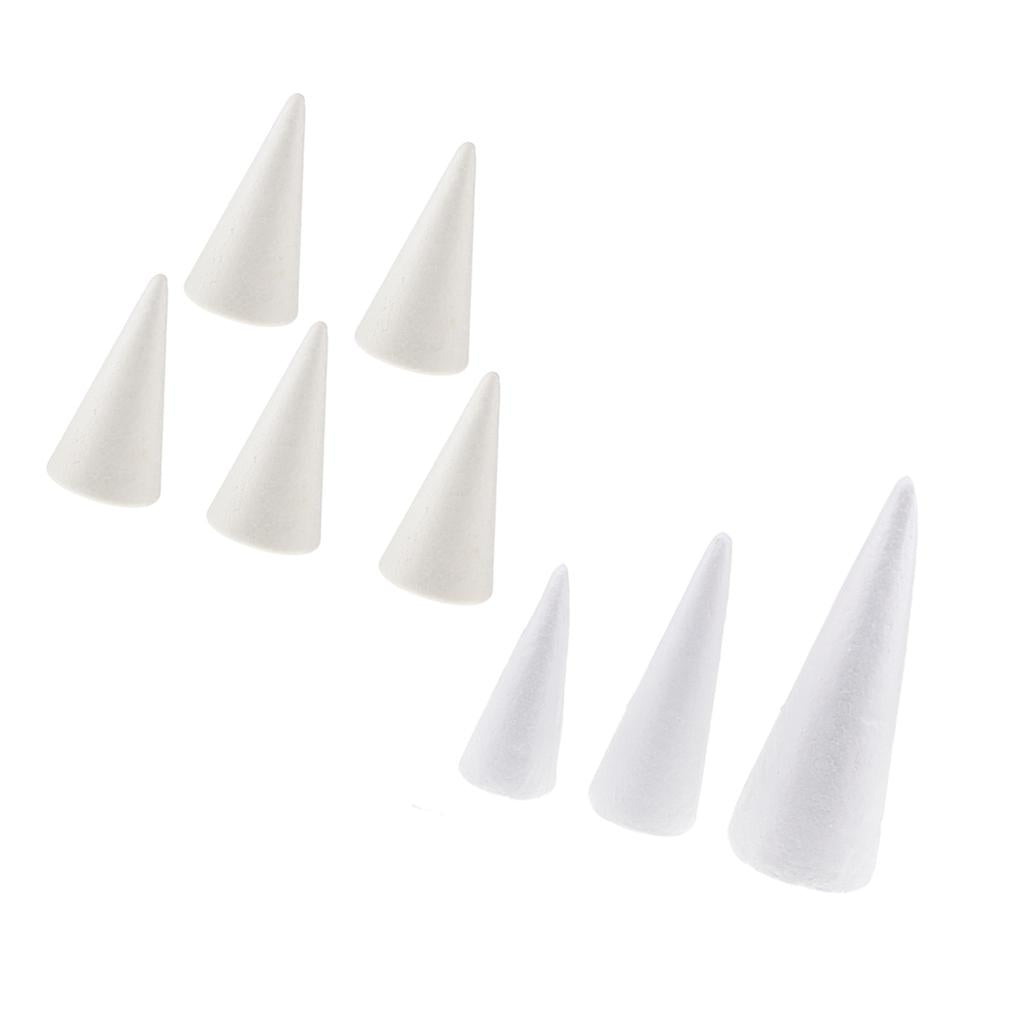 8 Pcs Cone Shaped Styrofoam Foam Ornaments for Handmade DIY Modelling Crafts