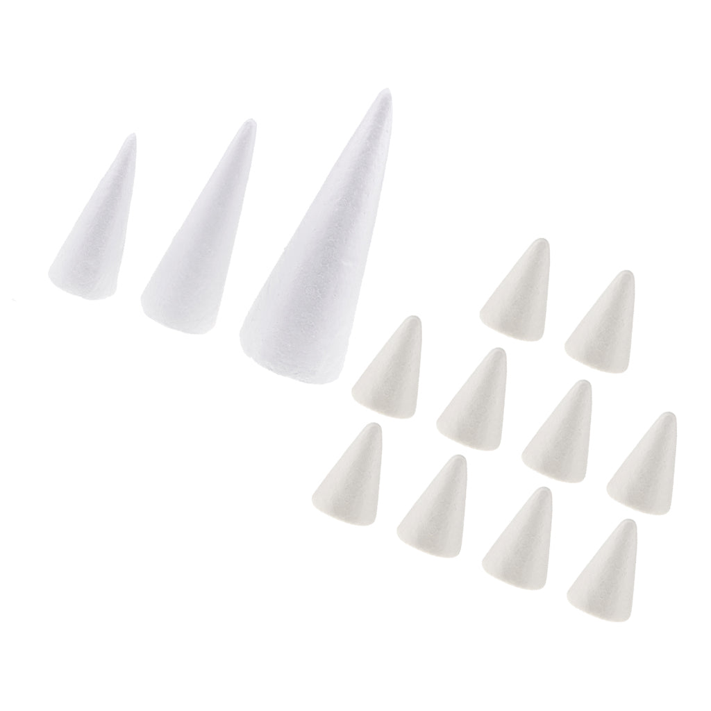 13Pcs Cone Shaped Styrofoam Foam Ornaments for Handmade DIY Modelling Crafts
