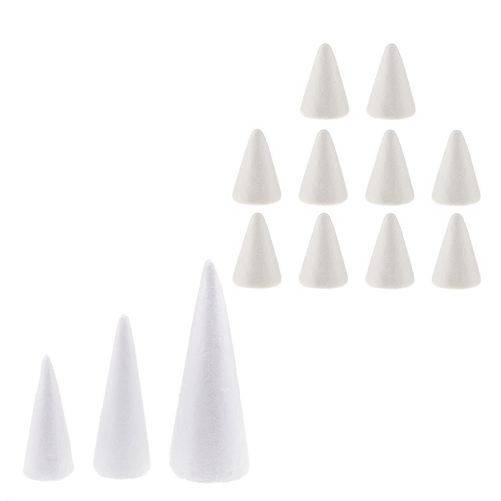 13Pcs Cone Shaped Styrofoam Foam Ornaments for Handmade DIY Modelling Crafts