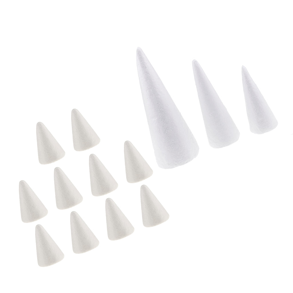 13Pcs Cone Shaped Styrofoam Foam Ornaments for Handmade DIY Modelling Crafts