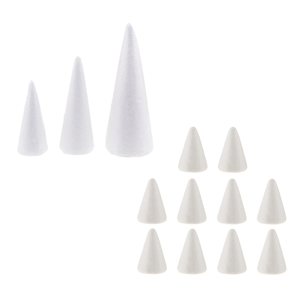 13Pcs Cone Shaped Styrofoam Foam Ornaments for Handmade DIY Modelling Crafts