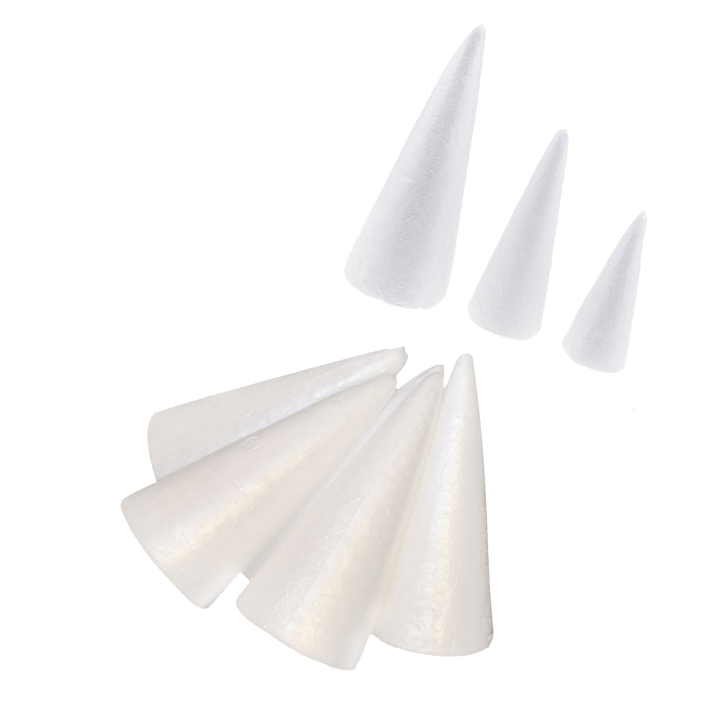 8Pcs Cone Shaped Styrofoam Foam Ornaments for Handmade DIY Modelling Crafts