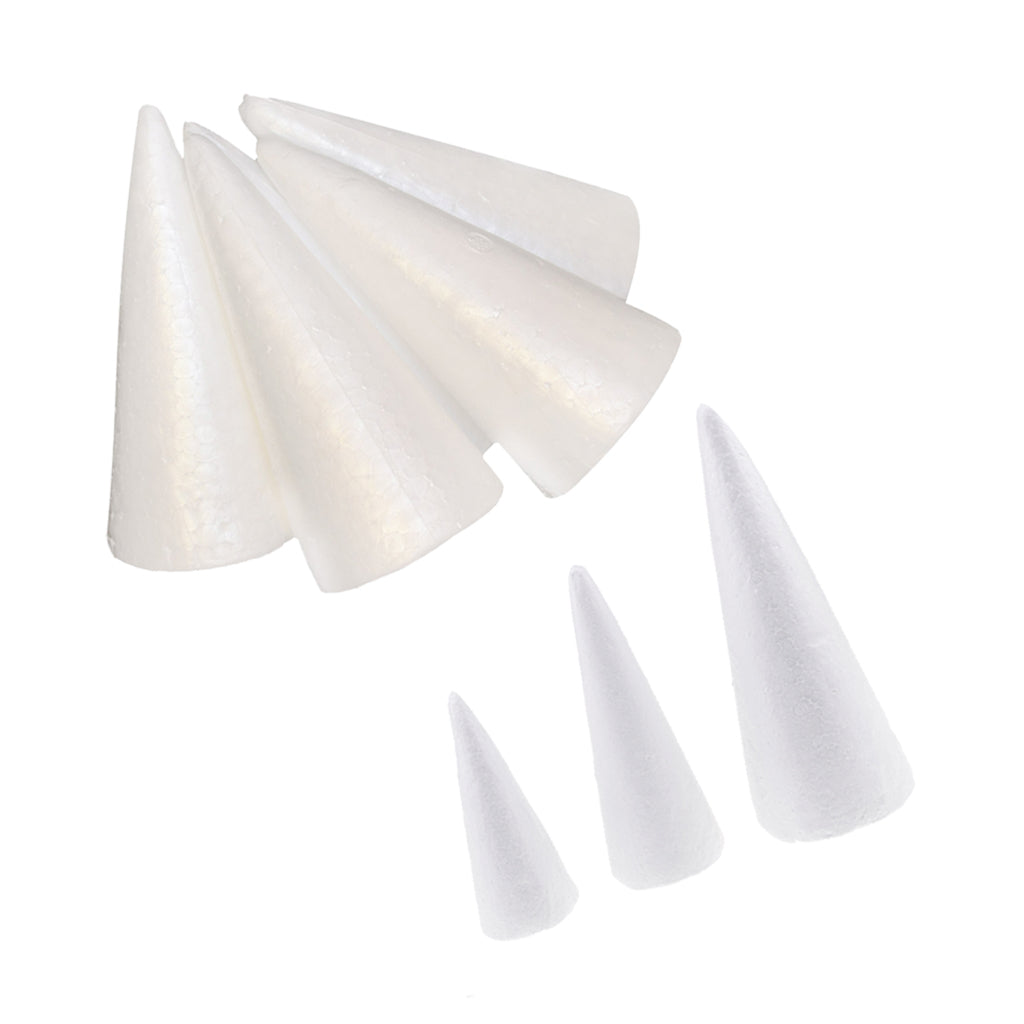 8Pcs Cone Shaped Styrofoam Foam Ornaments for Handmade DIY Modelling Crafts