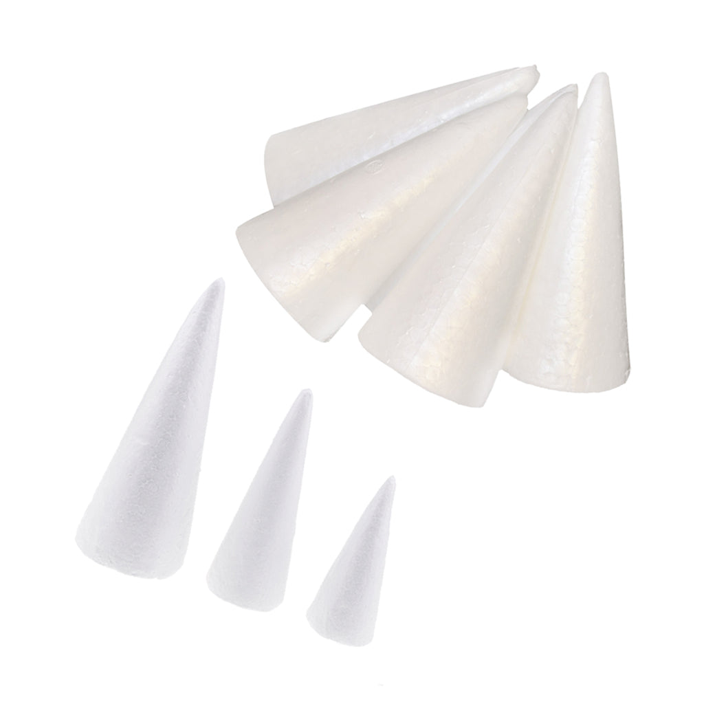 8Pcs Cone Shaped Styrofoam Foam Ornaments for Handmade DIY Modelling Crafts