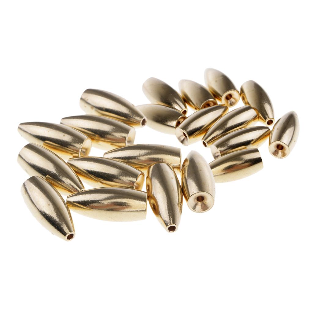 20Pcs Copper Weights Drop Shot Slider Sea Fishing Tackle Snag Sinkers 7g 10g