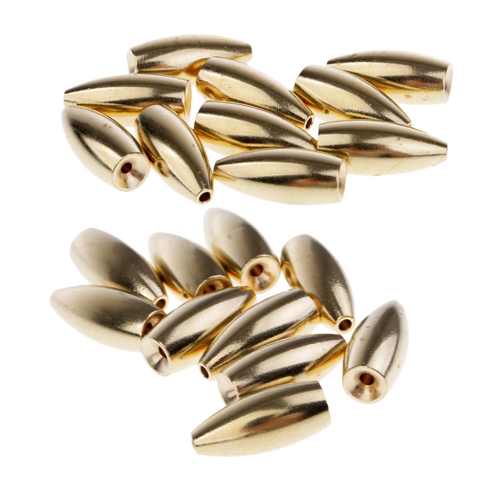 20Pcs Copper Weights Drop Shot Slider Sea Fishing Tackle Snag Sinkers 7g 10g