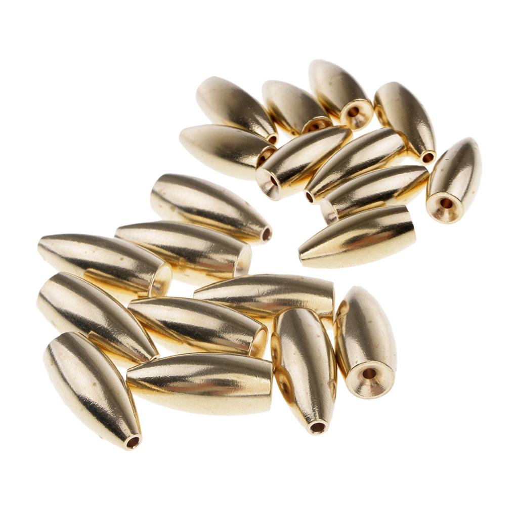 20Pcs Copper Weights Drop Shot Slider Sea Fishing Tackle Snag Sinkers 7g 10g