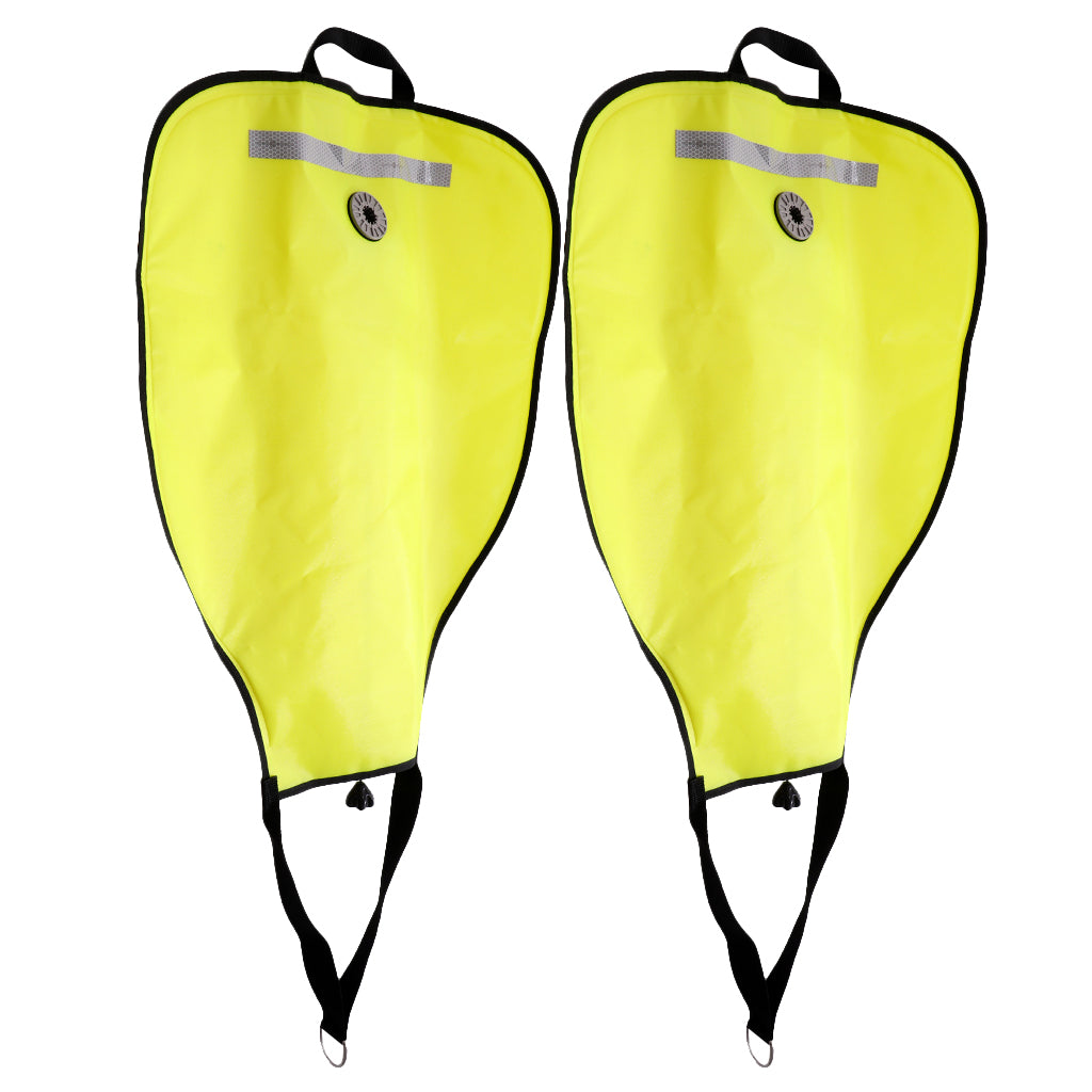 2 Piece Technical Scuba Diving 50lbs Salvage Lift Bag with Dump Valve Yellow