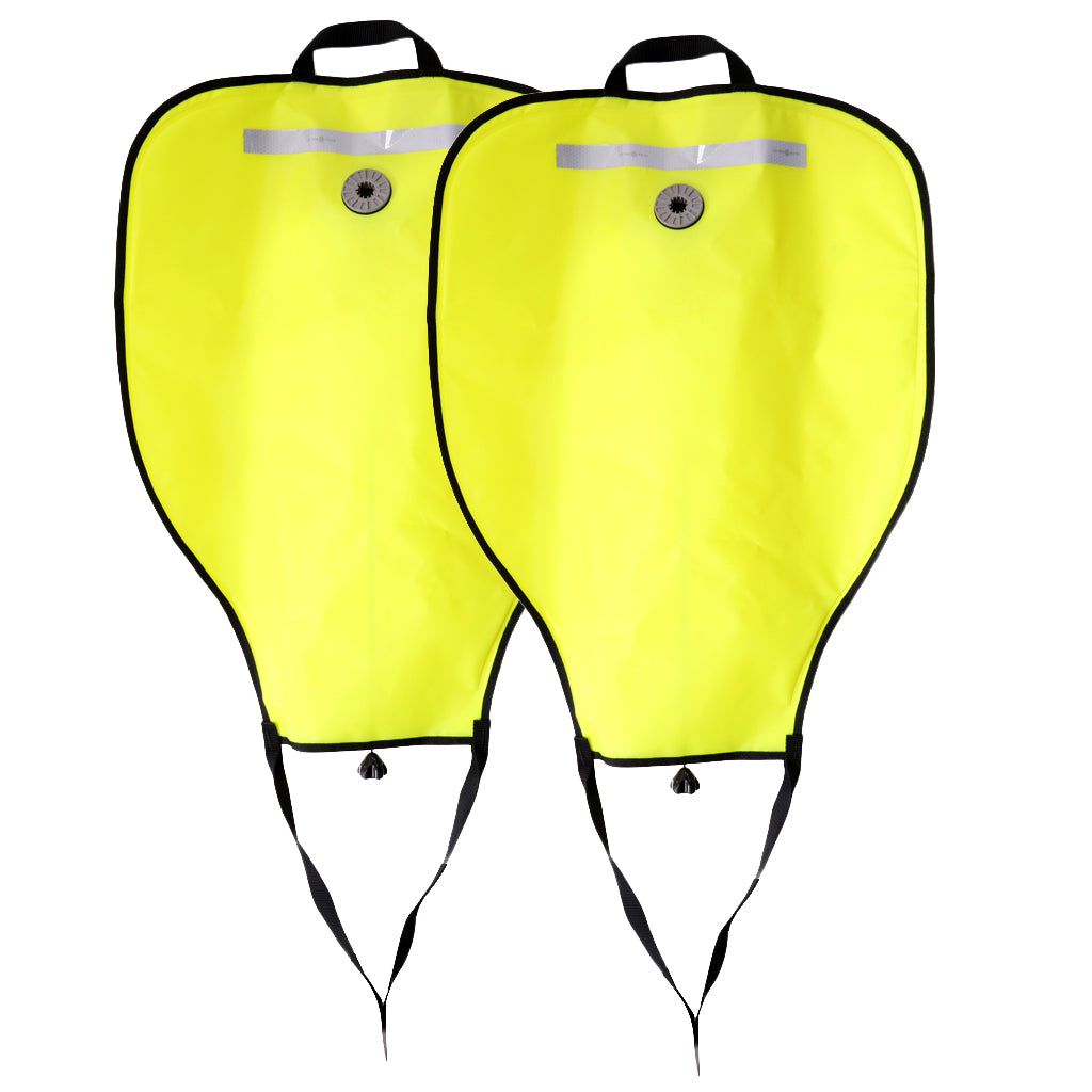 2 Piece Technical Scuba Diving 50lbs Salvage Lift Bag with Dump Valve Yellow