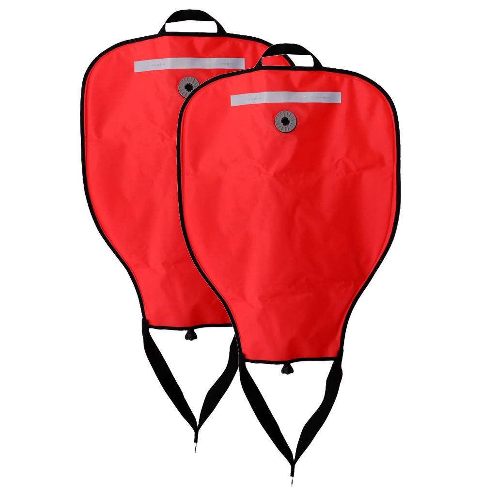 2 Piece Technical Scuba Diving 50lbs Salvage Lift Bag with Dump Valve Red