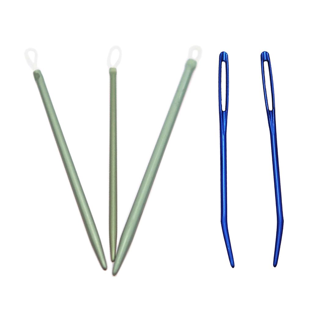 3pcs Aluminium Alloy Wool Needles +2pcs Large-eye Bent Tip Tapestry Needles