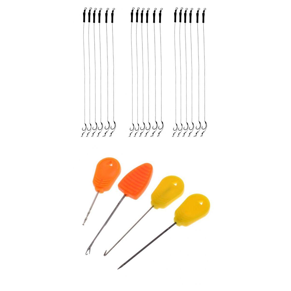 4 Pieces Carp Fishing Baiting Needle Set +18 Pieces 12lb Fishing Hair Rigs