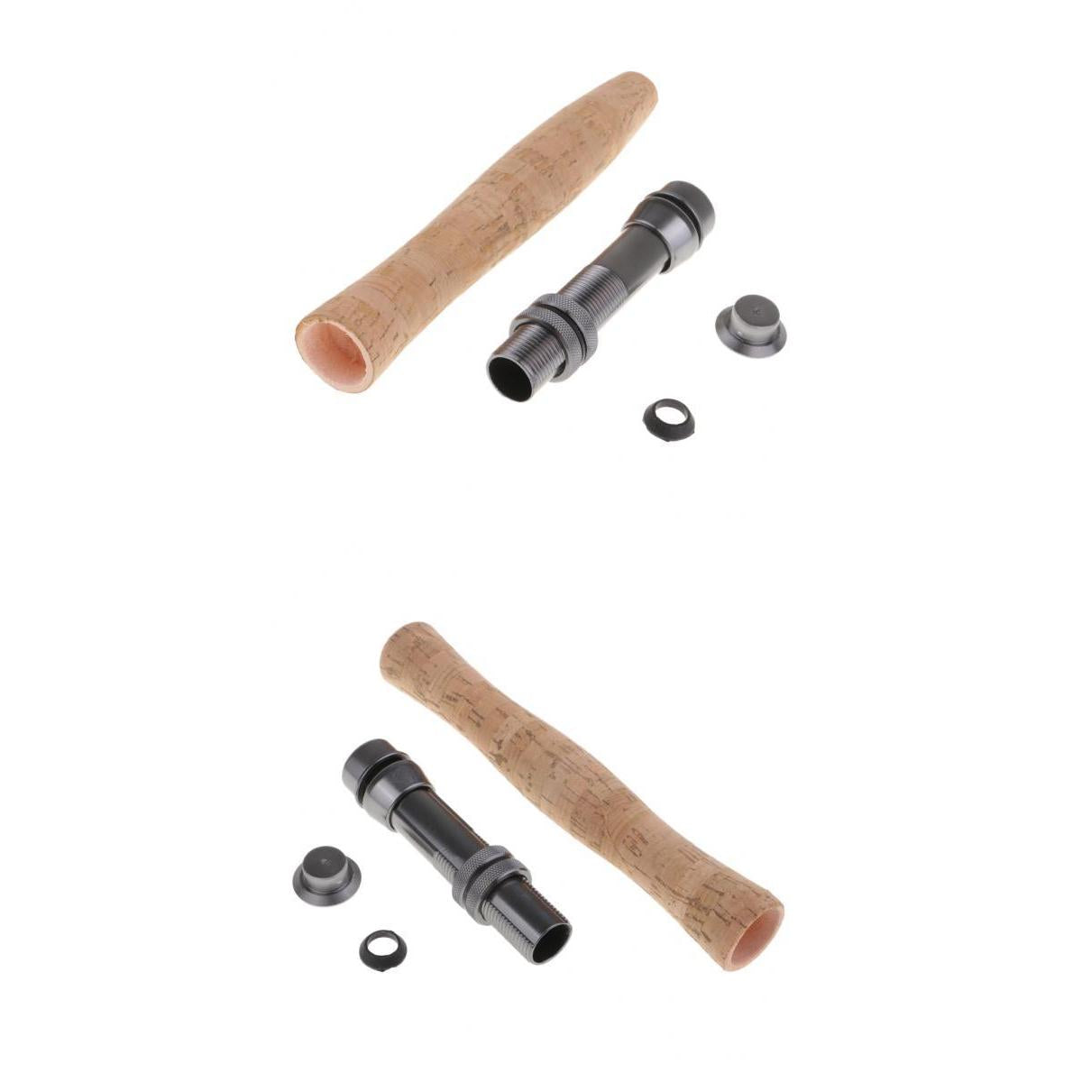 2 Pieces Cork Fly Fishing Rod Handle Grip with Reel Seat for Rod Building