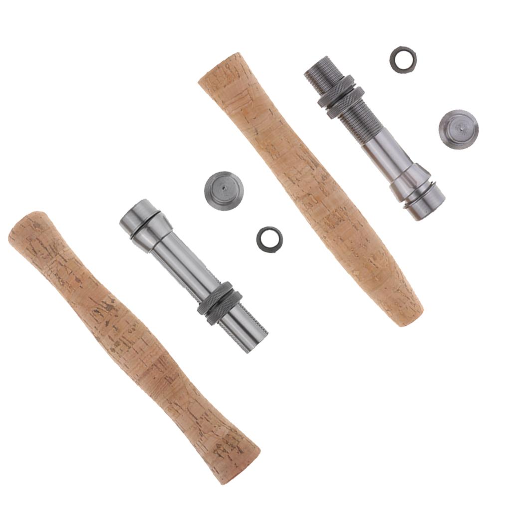 2 Pieces Cork Fly Fishing Rod Handle Grip with Reel Seat for Rod Building