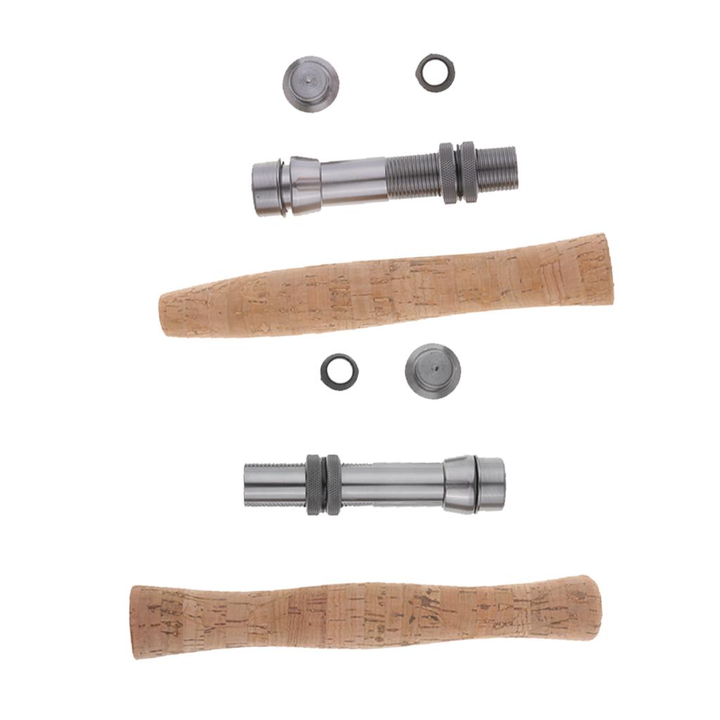 2 Pieces Cork Fly Fishing Rod Handle Grip with Reel Seat for Rod Building