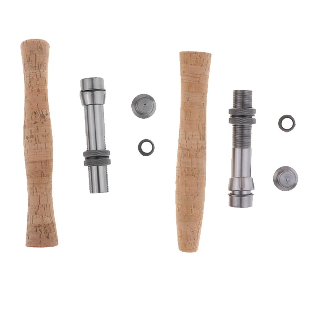 2 Pieces Cork Fly Fishing Rod Handle Grip with Reel Seat for Rod Building