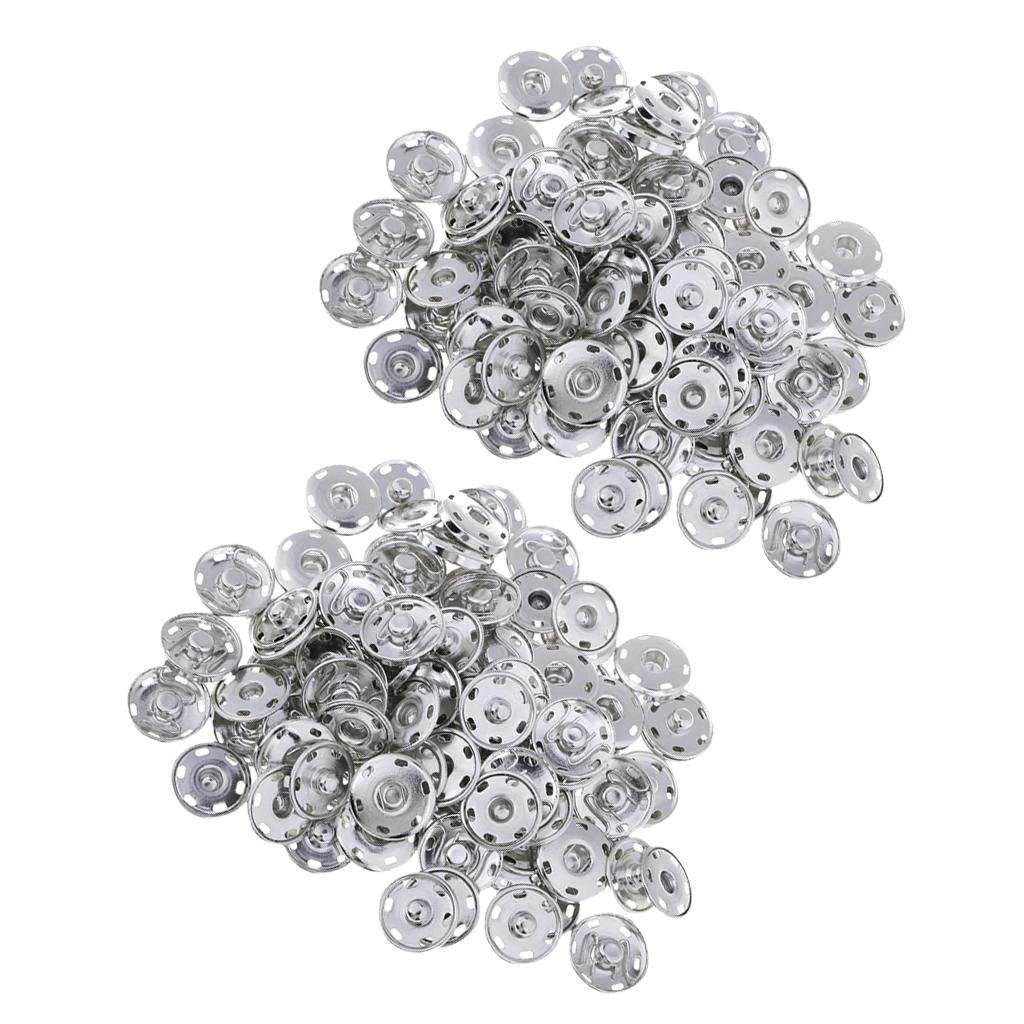 100 Sets Metal Snap Fastener Sew-On Snap Buttons for Clothing Repair 19mm